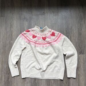 CeCe Cream Sweater with Pink Heart Design